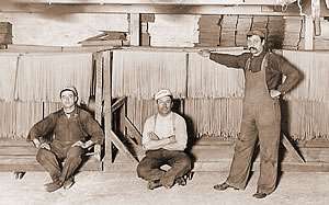 Drying spaghetti -- A photo of grandfather in Italy 